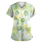 Naiste moodsad V-kaelusega l&uuml;hikeste varrukatega t&ouml;&ouml;r&otilde;ivad, taskutega, tr&uuml;kitud topid L must