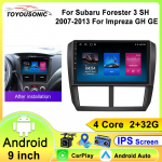 Android 13 Carplay autoraadio Subaru Forester 3 SH 2007-2013 jaoks, Impreza GH GE jaoks, 2 DIN multimeediam&auml;ngija, 2 din p&otilde;hiseade, stereo 4 core 1GB+32GB carplay