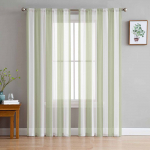 Triibulised salveirohelised geomeetrilised l&auml;bipaistvad kardinad elutoa kaunistamiseks Akknakardinad k&ouml;&ouml;ki T&uuml;ll Voile Organza Kardinad W135 x H115cm x1