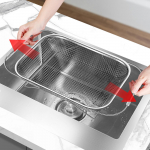 Extendable Colander Strainer over The Sink Kitchen Fruit Dish Rack Stainless Steel small