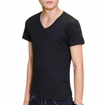 Suvine meeste T-s&auml;rk &Uuml;markaelusega V-kaelusega l&uuml;hikeste varrukatega, &uuml;hev&auml;rviline pehme hingav &otilde;huke pullover Slim Fit, lihtne stiil vabaaja meeste topp L