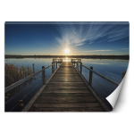 Tapeet J&auml;rv vana kaisillaga p&auml;ikeseloojangul 100x70 sinine