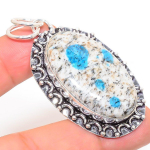K2 Blue Azurite Handmade 925 Sterling Silver Jewelry Pendant 2.32 d5o99
