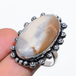 Fossil Coral handmade 925 Sterling Silver Jewelry Ring Size 10 h8J29