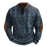 Meeste Retro Casual gradienttr&uuml;kiga kampsun XXXXL sinine