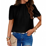 YYFS naistemood vabaaja suve kevade &uuml;hev&auml;rvilise tr&uuml;kiga l&uuml;hikeste varrukatega O-kaelusega pluusid ja s&auml;rgid S must