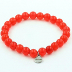 Pierres et Min&eacute;raux. Bracelet Perles Calc&eacute;doine rouge 8 mm. Fabriqu&eacute; en France. Taille personnalisable.