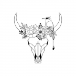 Tampons Bois - ARTEMIO - T&ecirc;te de buffle - 7,6 x 7,6 cm - Id&eacute;al pour faire-part de mariage - Th&egrave;me boh&egrave;me