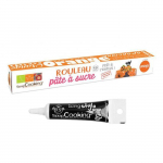 P&acirc;te &agrave; sucre en rouleau orange &Oslash; 36 cm + Stylo de gla&ccedil;age noir