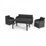 Salon de jardin - en r&eacute;sine aspect rotin tress&eacute; - Allibert by KETER - 5 personnes - SanRemo - Gris graphite