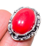 Red Coral Handmade 925 Sterling Silver Jewelry Ring Size 4 e5b21
