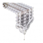 Pitsist heegeldatud laua lipp valge tikandid lillemustriga lauajooksja hooajaline talumaja s&ouml;&ouml;gilaua kaunistus S