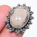 Ocean Fume Agate Handmade 925 Sterling Silver Jewelry Ring Size 7 t7n59