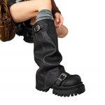 Naiste kingad Slip-on Naiste saapad Mood Pandlaga Kaasaegsed Saapad Naised Talv &Uuml;mara ninaga Platvorm Kuni p&otilde;lvini saapad 39 must