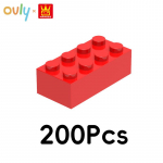 WANGE 4*2 Ehitusklotsid 35/200 tk V&auml;ikesed &Uuml;hilduvad Klotsid 8 Auguga K&otilde;rged Elemendid Tarvikud MOC DIY Lahtised Laste M&auml;nguasi nr 3001 0.5kg(200pcs) punane