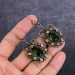 Peridot Handmade Copper Wire Wrap Jewelry Earring 2.64 m2v78