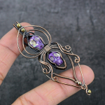 Mosaic Jasper Handmade Copper Wire Wrap Jewelry Pendant 3.19 p0y49