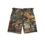 Unisex Vintage Kamuflaaž Denim L&uuml;hikesed P&uuml;ksid Y2K Mehed Naised Monogramm Patchwork Tikand Baggy L&uuml;hikesed P&uuml;ksid Madala V&ouml;&ouml;kohaga P&uuml;ksid Vabaaja L&uuml;hikesed P&uuml;ksid 34 gray