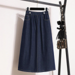 Naiste Suvised Suured Suurused &Uuml;hev&auml;rvilised Elastsed Denim A-kujulised Seelikud Elegantne Sinine Vintage Poolpikk Seelik 5XL