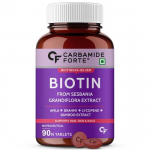 Carbamide Forte Biotiini tabletid juuksekasvuks Amla, Brahmi ja Bambuseekstraktiga | Juuksekasvu tablett | Juuksevitamiinid - 90 taimset tabletti