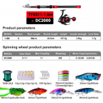 Uus p&uuml;&uuml;gikomplekt Teleskoop&otilde;ngekombinatsioon 1,8-3,6 M s&uuml;sinikust reisiritv koos p&ouml;&ouml;rleva n&ouml;&ouml;riga s&ouml;&ouml;dakonksuga kalastuskott, mis sobib suvise Pesca jaoks 1.8M Rod and Reel