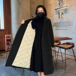 Jakk Naiste Keskmine ja Pikk S&uuml;gis ja Talv Uus Korea Versioon Vabaaja V&auml;ike Villane Mantel M must