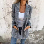 S&uuml;gis- ja talvejakk naistele, vabaaja mood, retro, hanijala muster, rev&auml;&auml;riga &uuml;likond 3XL pruun