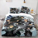 Anime Attack On Titan Multifilm Tekikate Komplekt HD Tekikate Laste Voodipesu Komplektid Voodipesu Magamistoa Dekoor Baby 120x150cm gray