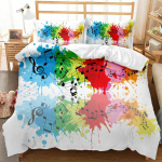 Muusikasarja tekikotikomplekt Vikerkaarev&auml;rvilised noodid Tie-dye voodipesukomplekt Muusikaline pidu Kahekohaline Queen-suurus King-suurus Pol&uuml;ester tepikott EU single(135x200cm)
