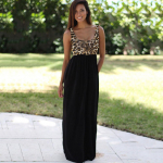 Naiste suvine pruuni leopardimustriga lapiline must varrukateta kleit vabaaja pikk kleit S