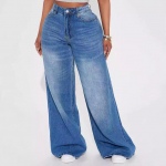 Y2K Naiste Retro Pesuga Laiade S&auml;&auml;rtega Baggy Teksad Large sinine