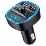 Transmetteur FM Bluetooth, Bluetooth Lecteur MP3 Adaptateur Radio sans Fil Kit &Eacute;metteur FM Voiture Chargeur (Noir)