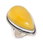 Yellow Onyx Gemstone Handmade 925 Sterling Silver Jewelry Ring Size 7.5 e3i77
