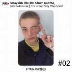 Stray Kids 4. album Karma L&otilde;&otilde;tspilliversioon Ametlik fotokaart Hyunjin Pre-Order