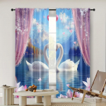 2 tk, Kardin S&otilde;brap&auml;ev_ Armastuse Luikede j&auml;rv Privaatsust kaitsev Pidulik Seinakujundus Siseruumide t&auml;histuste kaunistuseks 29x65in(75x166cm)