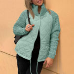 Naiste &uuml;hev&auml;rviline kootud lapitehnikas tepitud jakk, vabaaja kerge p&uuml;stkraega pikkade varrukatega lukuga jakid, polsterdatud pealisr&otilde;ivad, mantlid M j&auml;rve sinine v&auml;rv