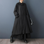 pikkade varrukatega oversized kapuutsiga vintage must vabaaja lahtine s&uuml;gis kevad talv trenchcoat naistele &Uuml;ler&otilde;ivad