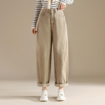 RAIN.CUN Women's Khaki Loose Harem Dad Jeans 29