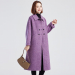 Women's Korean Style Double-faced Wool Blend Mid-length Coat L