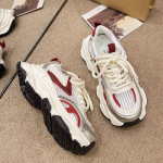 Praetud t&auml;navaplatvorm isa kingad naiste k&otilde;rguse suurendus mitmek&uuml;lgsed vabaajajalatsid uued kevad-s&uuml;gis hingavad h&otilde;bedased tossud 40 punane