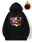 Naiste suurte m&otilde;&otilde;tude Mickey Mouse kapuutsiga pusad &Uuml;lem&otilde;&otilde;duline kapuutsiga dressipluus T&auml;navastiilis suur suurus Pullover Fliis Paks Soe Kapuutsiga pusad ja dressipluusid S black
