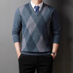 Meeste V-kaelusega kampsun S&uuml;gis Talv Uus Argyle mustriga Pullover Kudum Kihtideks XXXL gray