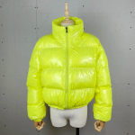 Talvised naiste lukuga pargid Jakid Streetwear T&auml;ispikkade varrukatega Lukuga Vabaaja Puhvjakid Villased Mantlid Kitsad Vabaaja Jakid XL kollane