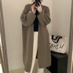KOSY Naiste Kootud Pikk Kampsun Mantel S&uuml;gis Talv Kampsun Avatud Silmusega Pealisr&otilde;ivad Elegantne Vabaaja Kampsun One Size roosa