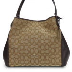 Used COACH Tote Bag 36466 Signature canvas/leather Dark brown Brown Shoulder