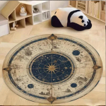 Kompassitr&uuml;kiga &uuml;mmargune vaip magamistuppa, k&ouml;&ouml;ki, pestav, siseruumidesse, p&otilde;randale, aktsent, vannitoavaip, elutuppa, kodukontorisse, esikusse 120*120cm