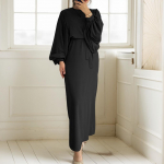 Naiste vabaaja O-kaelusega avara pikkade varrukatega pikk kleit XL roheline