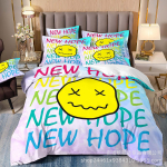 Kuum M&uuml;&uuml;k 3D Digitaaltr&uuml;kk Hip-Hop Graffiti Naerun&auml;gu Voodipesu Padjap&uuml;&uuml;r Tekikott Kolmeosaline Komplekt quilt cover 70 * 133 2pcs