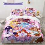 WonderfulPrecur, Winx Club Muster Voodipesu, Tekikomplekt Tekikott Padjap&uuml;&uuml;r Kodu S&uuml;nnip&auml;evakingitus (1 * tekikott + 2 * padjap&uuml;&uuml;ri, ilma s&uuml;damikuta) 140x200cm