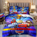 Autod Lightning McQueen Voodipesukomplektid Teismelised poisid 3D Prindiga Tekikott ja Padjap&uuml;&uuml;rid Lapsed Tekikate Punased Autode motiivid EU Single(135*200cm)3pcs
